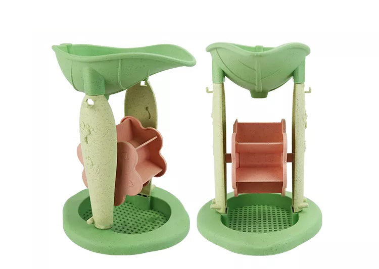 Zestaw do Piasku | Wiaderko Kołowrotek Konewka Foremki 9 el. BIO | WOOPIE GREEN