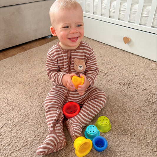 Box Edukacyjny 6w1 | Montessori, Sorter Kształtów, Układanki i Piramida | WOOPIE GREEN