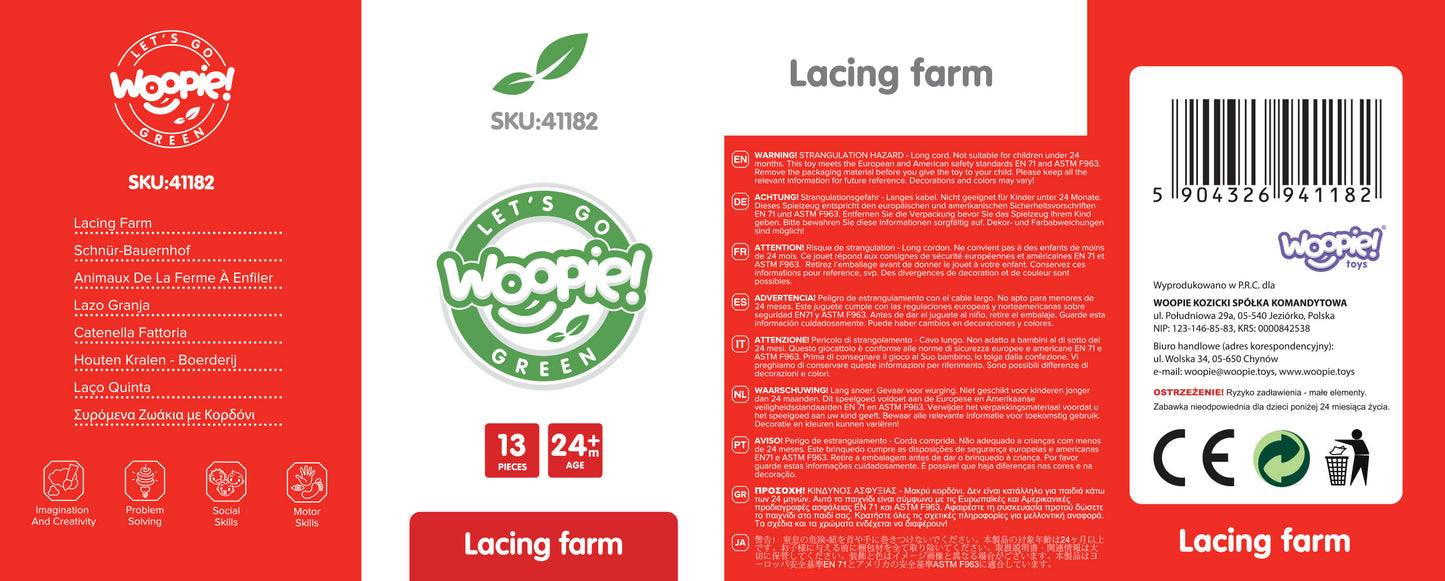 Opowieści na Sznureczku: Farma | Drewniana Nawlekanka ze Zwierzątkami | WOOPIE GREEN