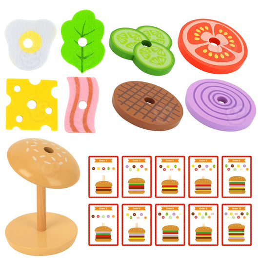 Moja Mała Burgerownia | Drewniany Zestaw Kreatywny Burger | WOOPIE GREEN