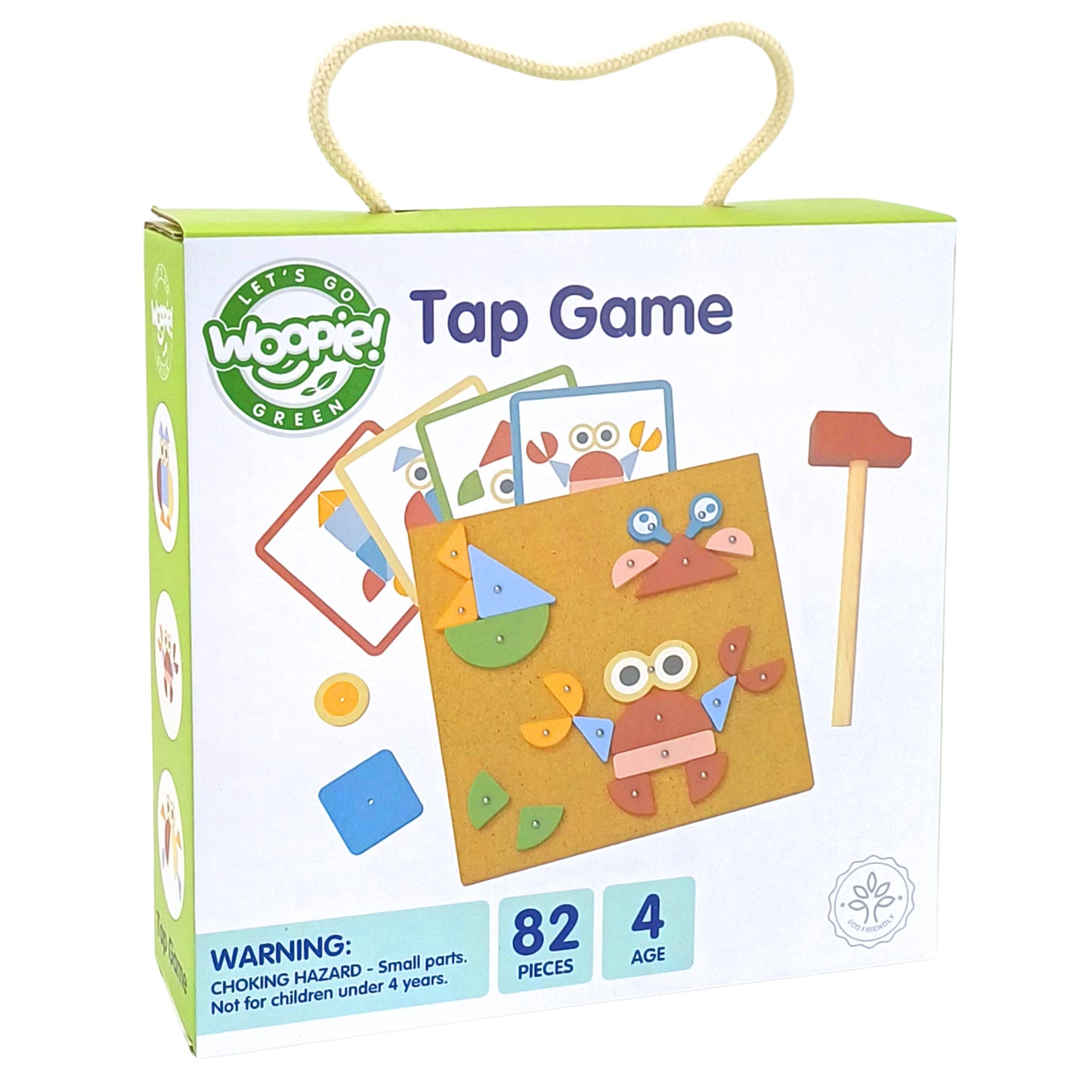 Kreatywna Mozaika | Drewniana Przybijanka z Młotkiem | WOOPIE GREEN