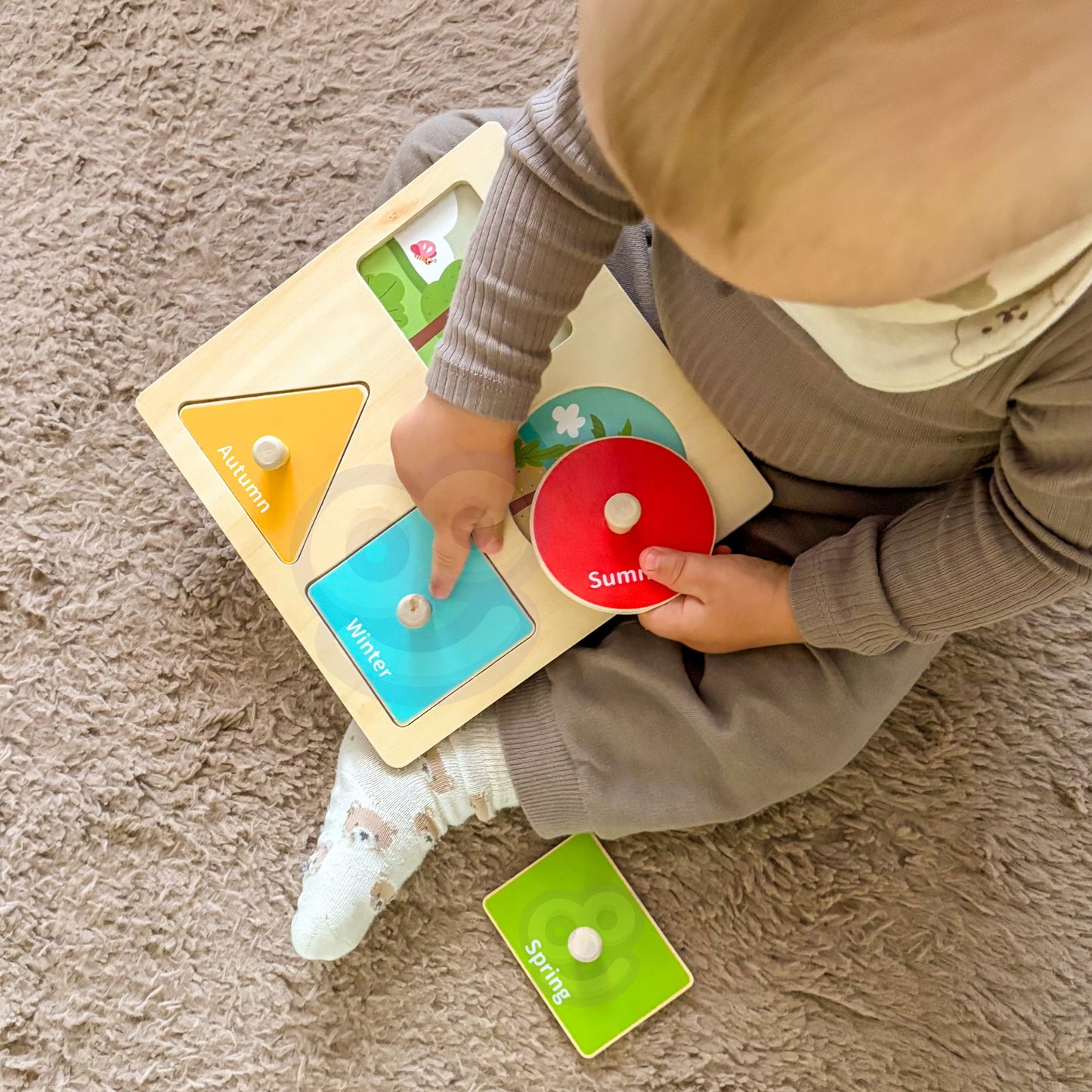 Box Edukacyjny 6w1 | Montessori, Sorter Kształtów, Układanki i Piramida | WOOPIE GREEN