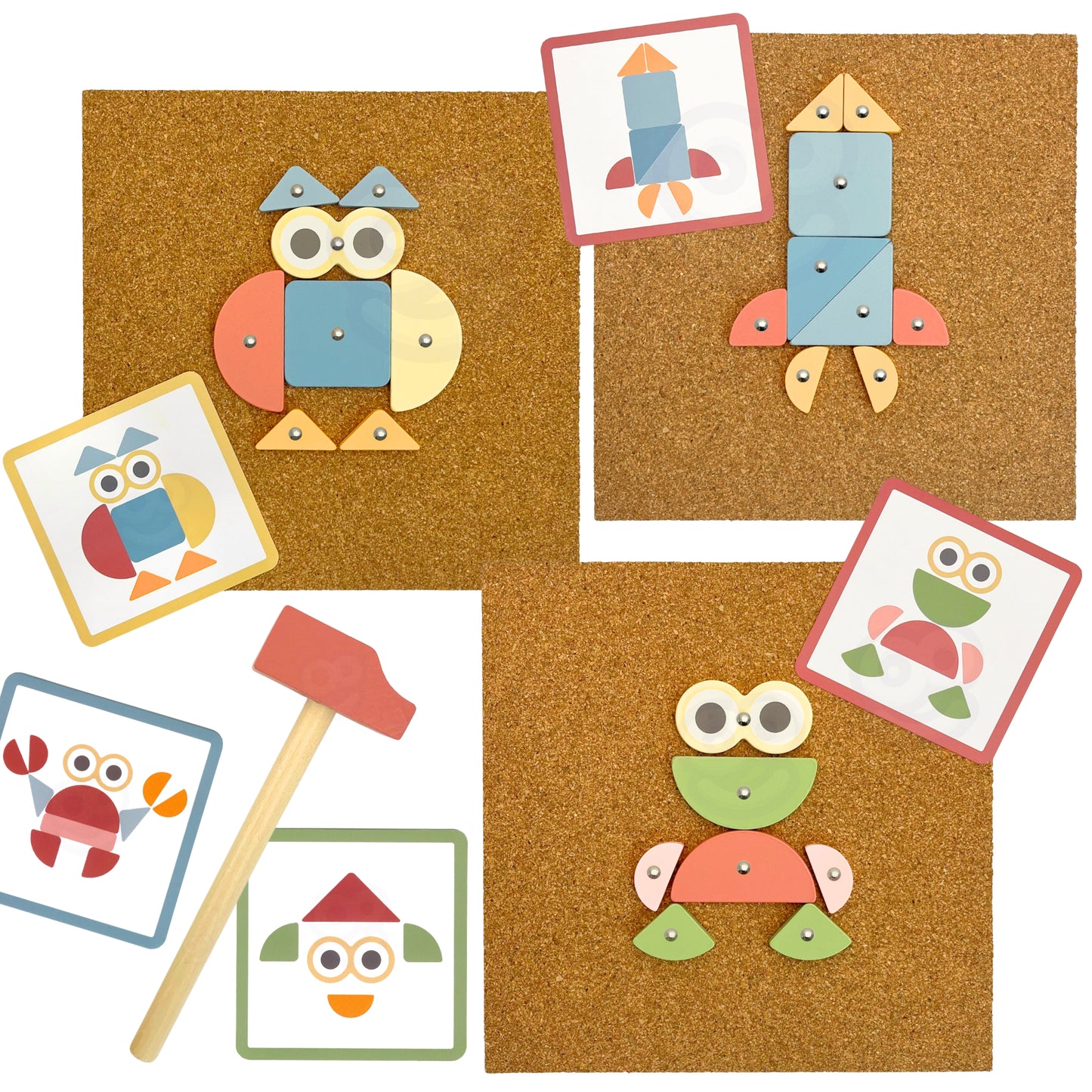 Kreatywna Mozaika | Drewniana Przybijanka z Młotkiem | WOOPIE GREEN