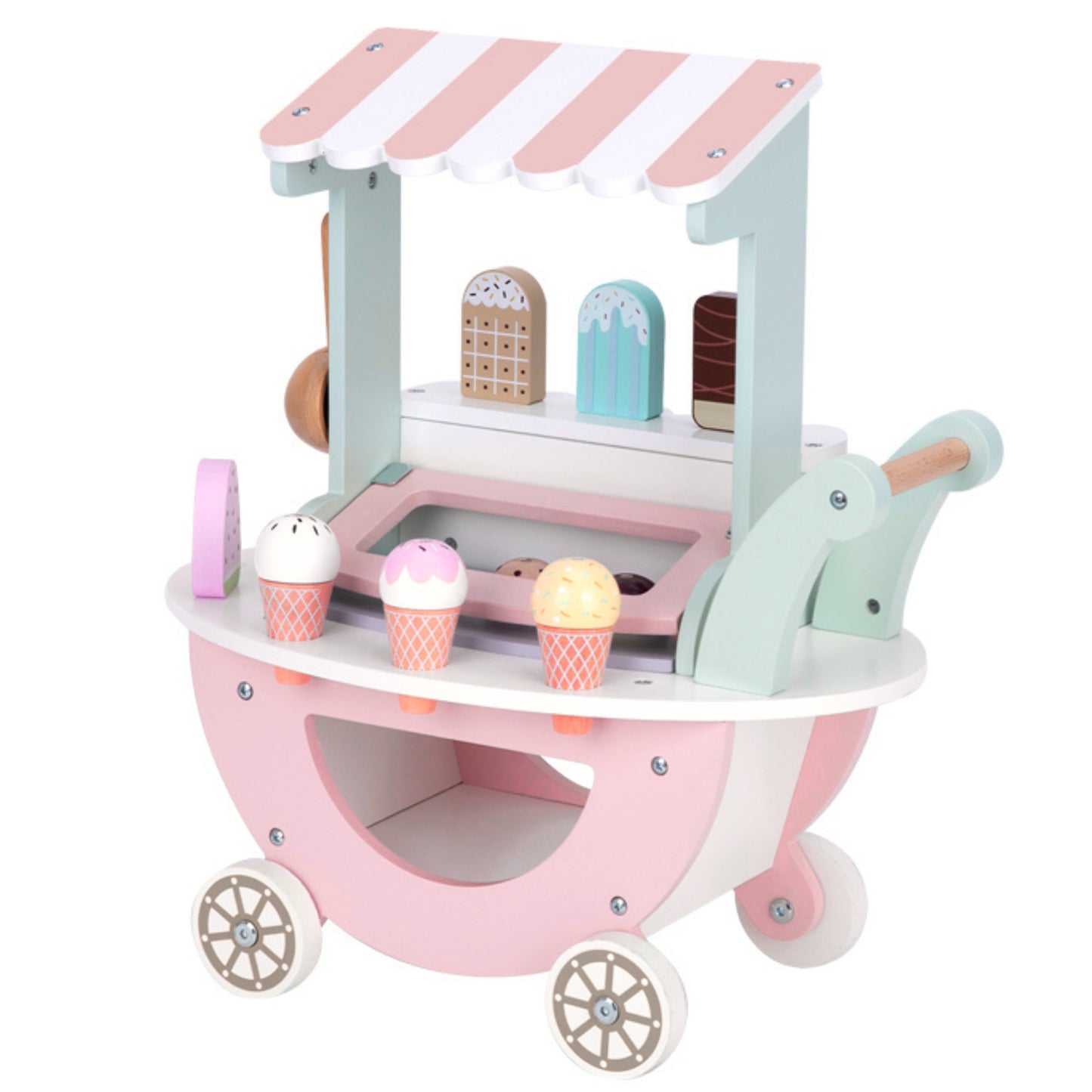 Pastelowy Wózek z Lodami | Mobilna Lodziarnia na Kółkach | WOOPIE GREEN