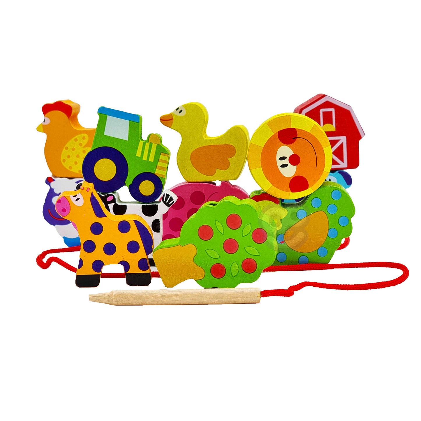 Opowieści na Sznureczku: Farma | Drewniana Nawlekanka ze Zwierzątkami | WOOPIE GREEN