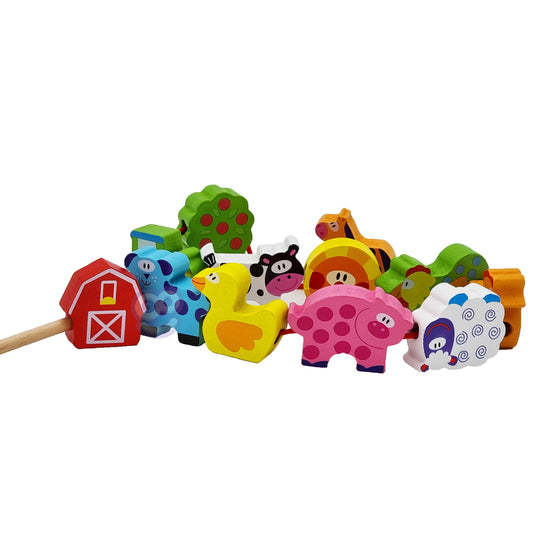 Opowieści na Sznureczku: Farma | Drewniana Nawlekanka ze Zwierzątkami | WOOPIE GREEN