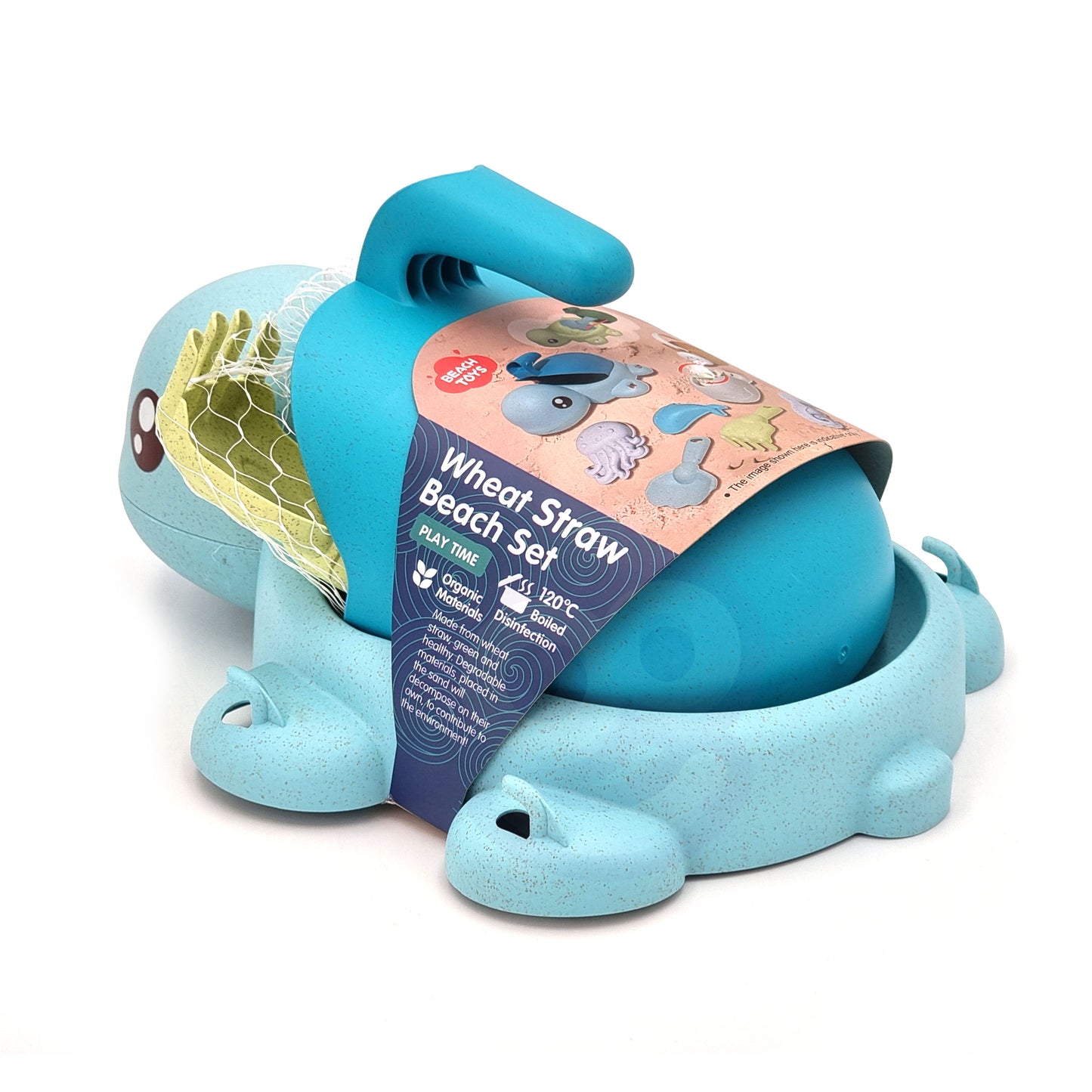 Zestaw do Piasku i Wanny | Żółwik Kołowrotek Łopatka 8 el. BIO 2w1 | WOOPIE GREEN