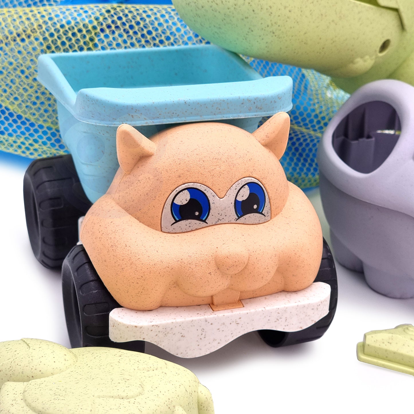 Zestaw do Piasku | Wiaderko Krokodyl Samochód 10 el. BIO W Plecaku | WOOPIE GREEN