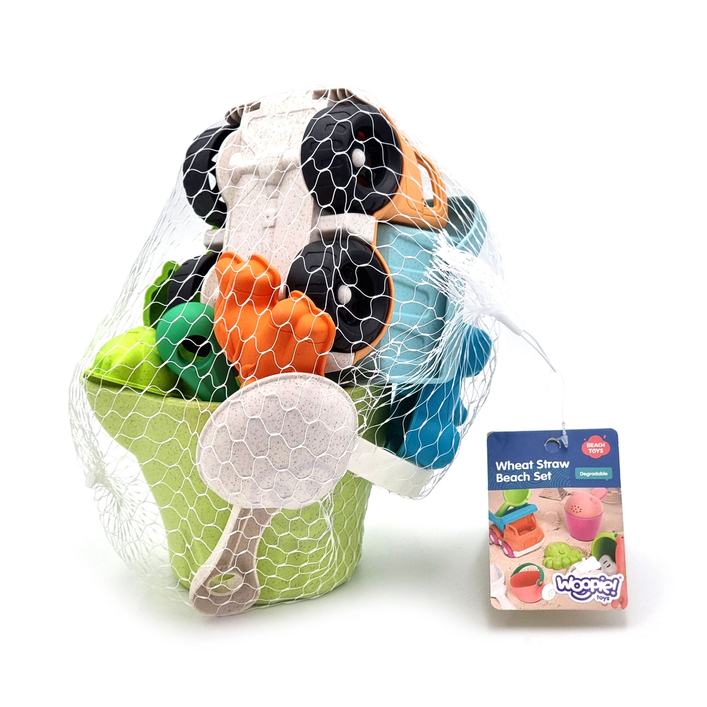 Zestaw do Piasku | Wiaderko Konewka Foremki Samochód 11 el. BIO | WOOPIE GREEN