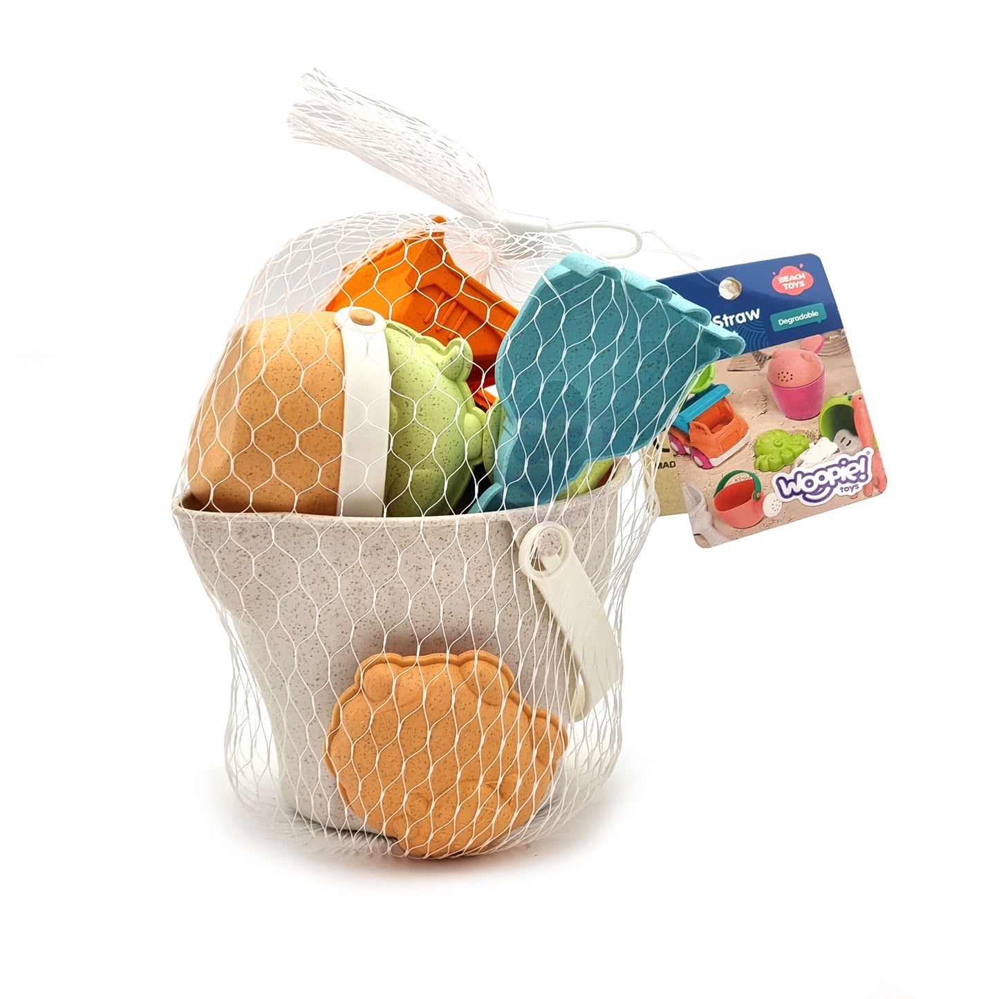 Zestaw do Piasku | Wiaderko Konewka Foremki Koparka 7 el. BIO | WOOPIE GREEN