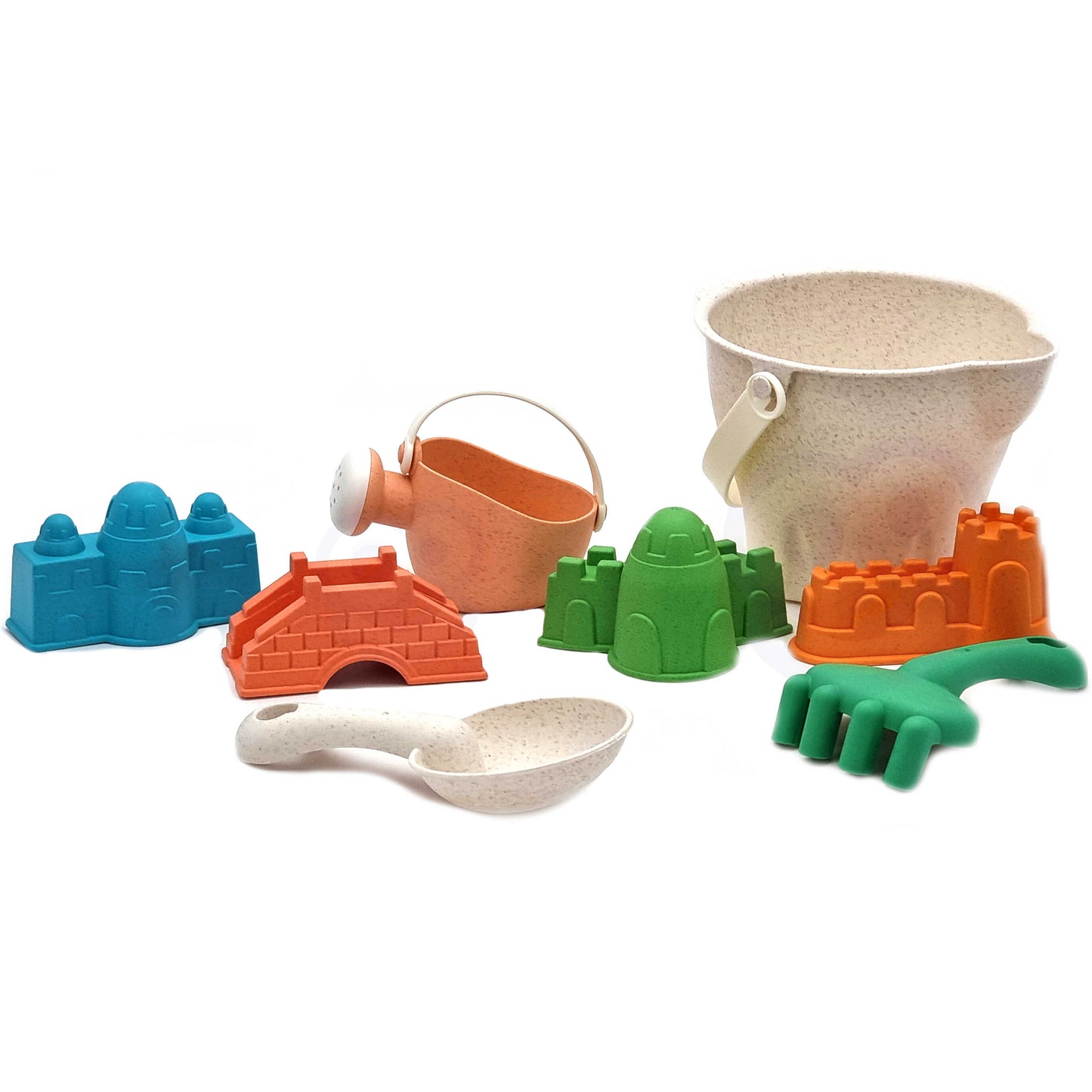 Zestaw do Piasku | Wiaderko Konewka Foremki 8 el. BIO Ekologiczny | WOOPIE GREEN