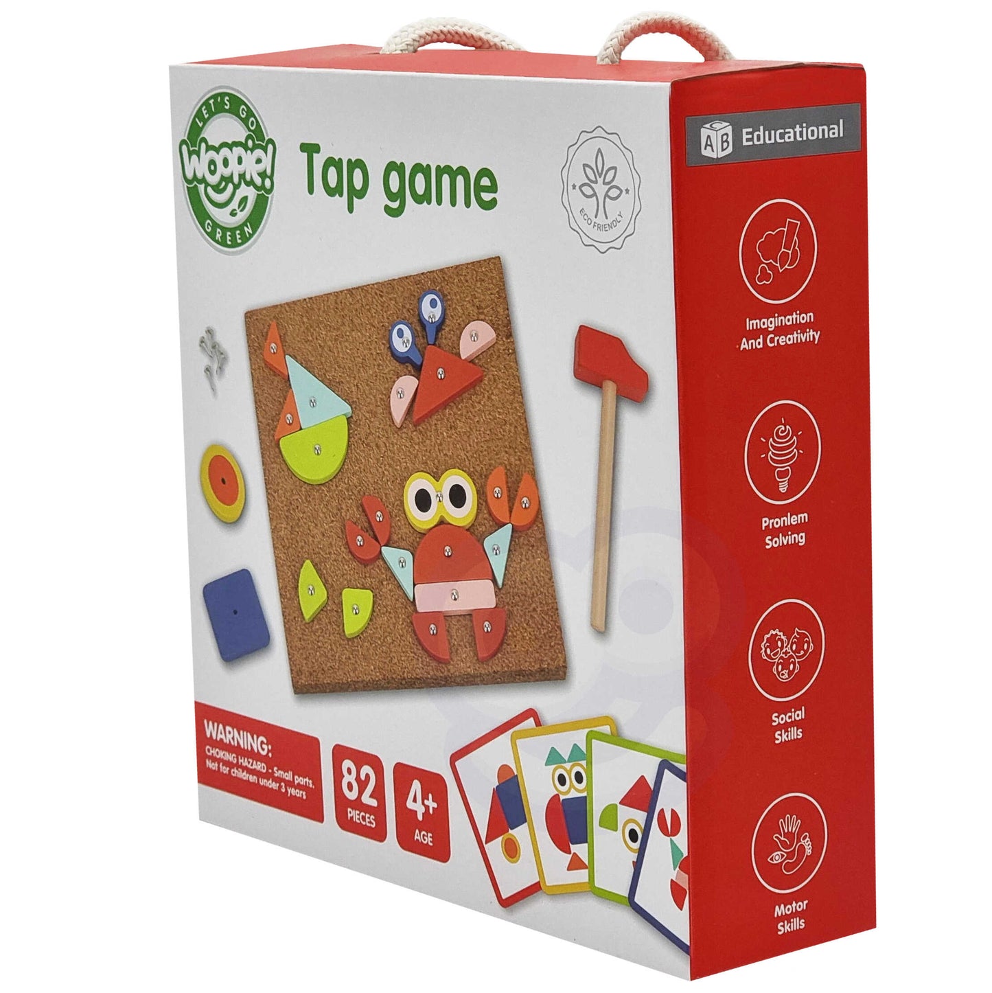 Kreatywna Mozaika | Drewniana Przybijanka z Młotkiem | WOOPIE GREEN