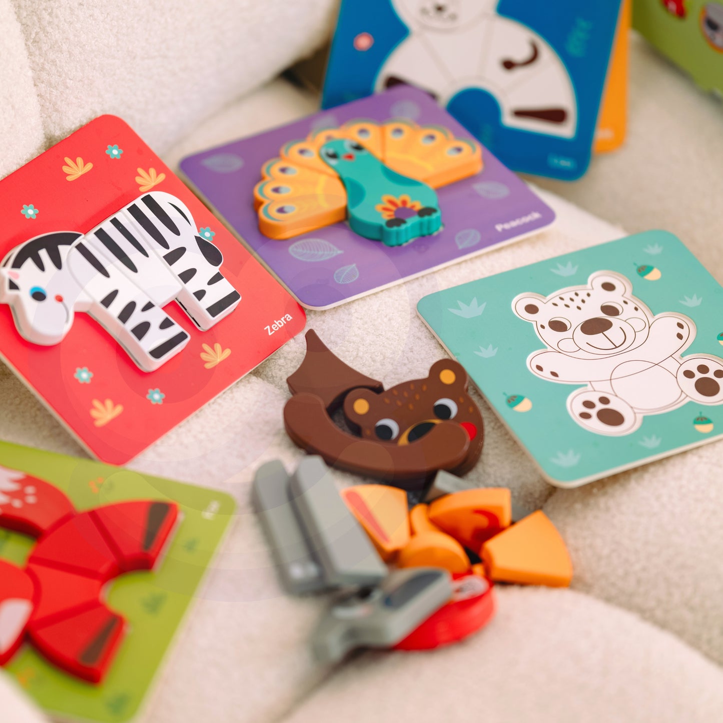 Zwierzęce Kształty | Drewniana Układanka Klocki Montessori | WOOPIE GREEN