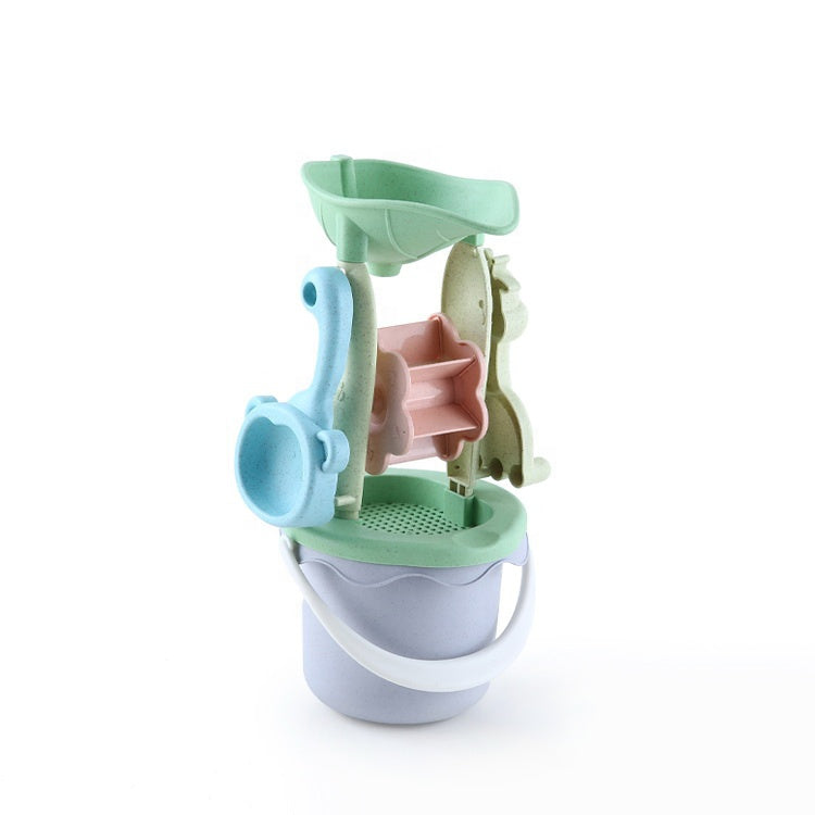 Zestaw do Piasku | Wózek Kołowrotek Sitko Foremki 12 el. BIO | WOOPIE GREEN