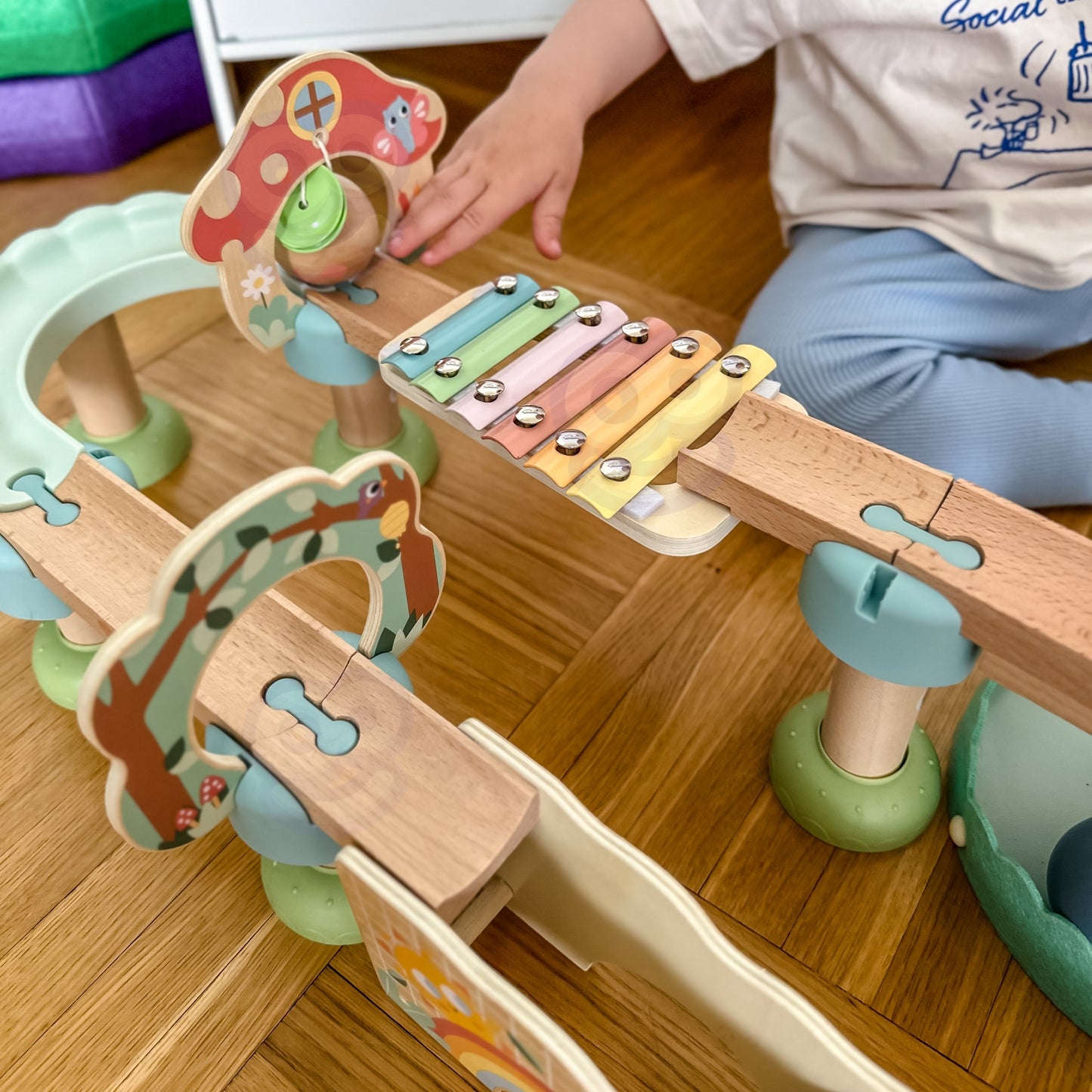 Tor Kulkowy | Drewniany, Spiralna Zjeżdżalnia, Mostki i Cymbałki | WOOPIE GREEN