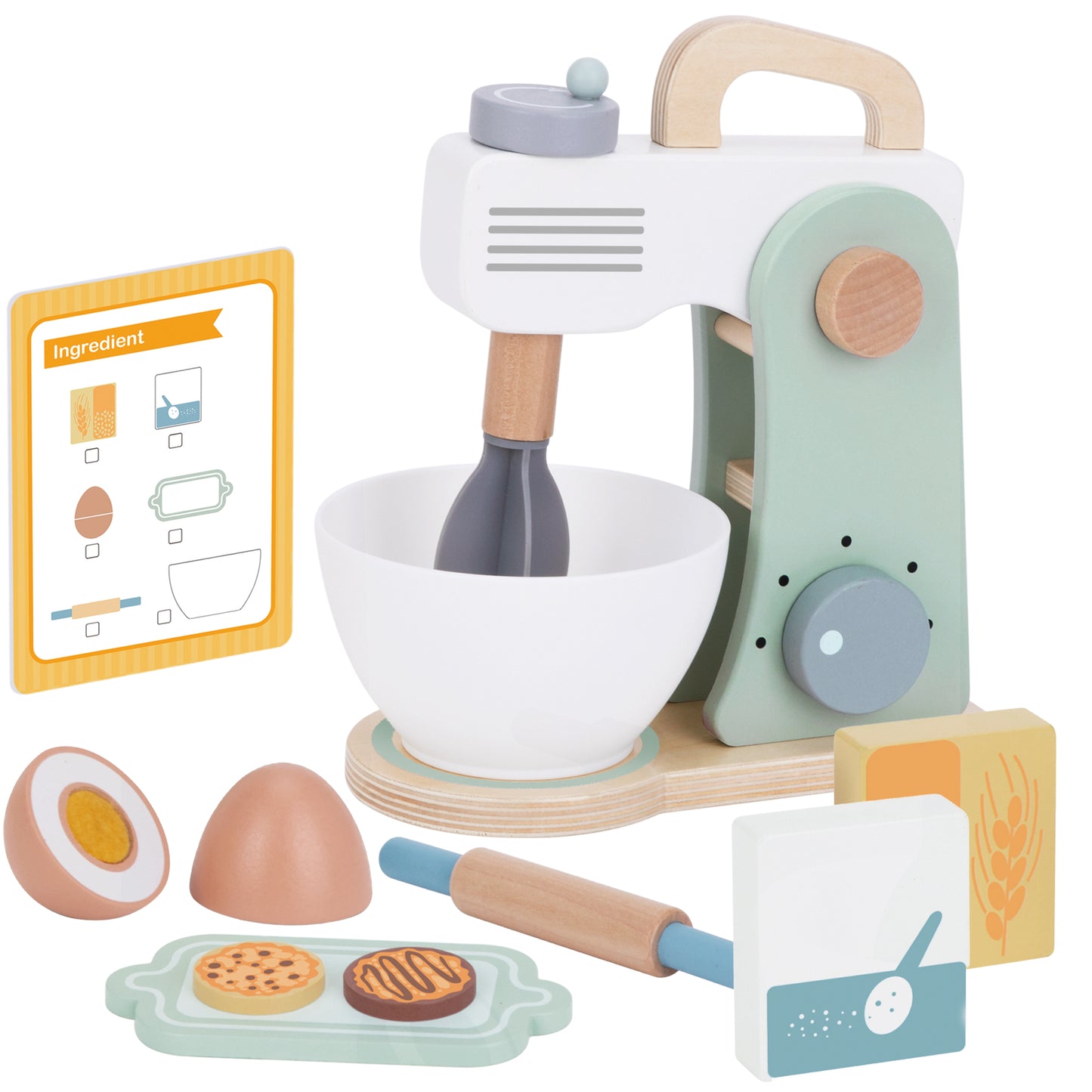 Zestaw Małego Cukiernika | Drewniany Mikser Kuchenny | WOOPIE GREEN