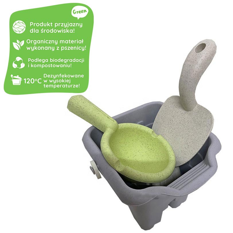 Zestaw do Piasku | Wiaderko Konewka Foremki Łopatki 8 el. BIO | WOOPIE GREEN