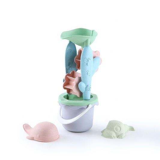 Zestaw do Piasku | Wiaderko Kołowrotek 2 Foremki 4 el. BIO Ekologiczny | WOOPIE GREEN