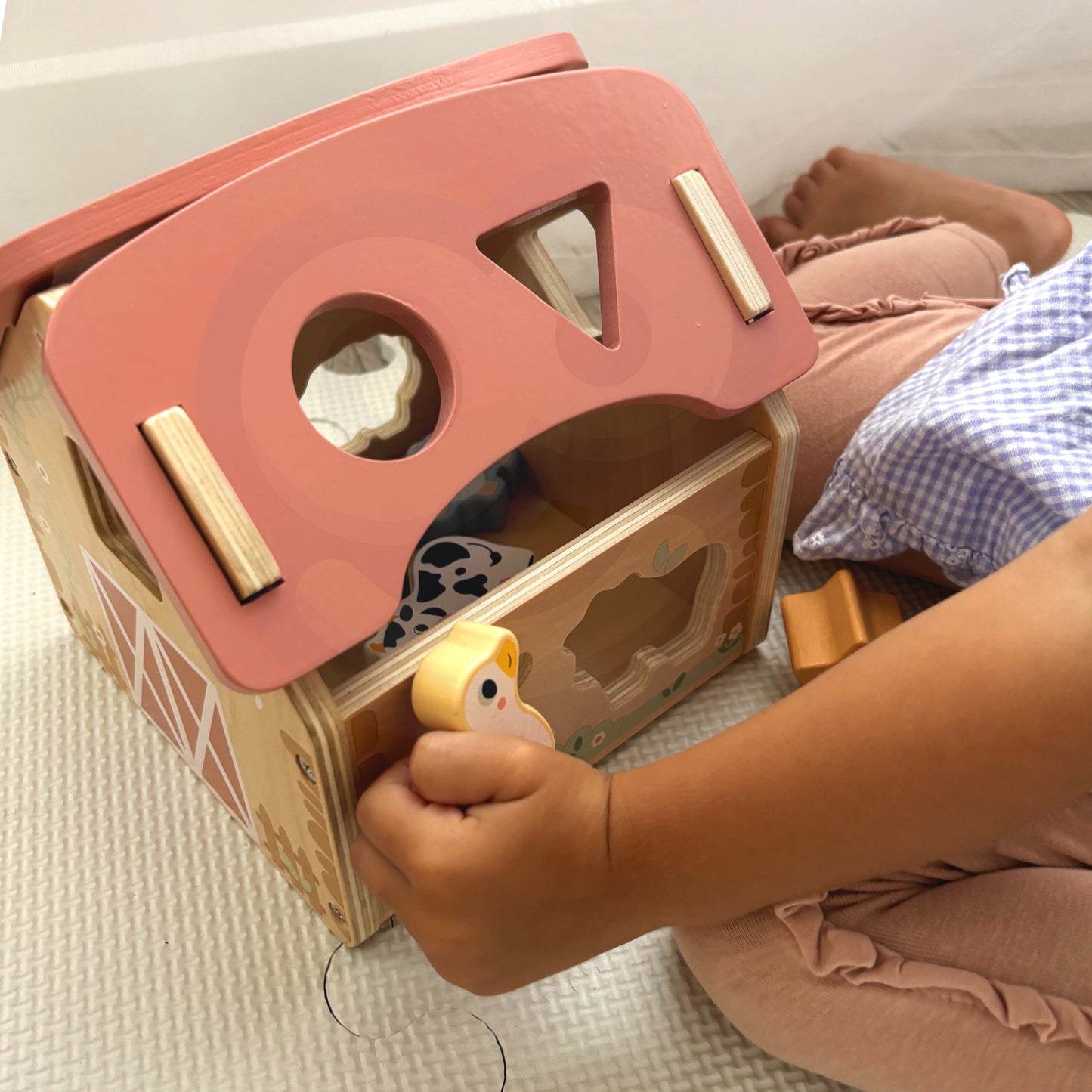 Moja Pierwsza Farma | Drewniany Sorter Kształtów ze Zwierzątkami | WOOPIE GREEN