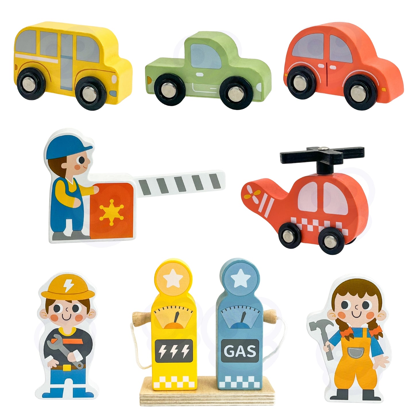 Parking Piętrowy | Drewniany Garaż 2w1 Stacja Benzynowa i Autka | WOOPIE GREEN FSC