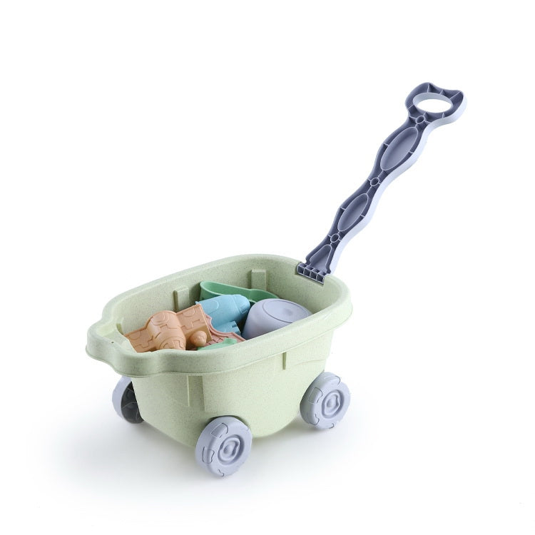 Zestaw do Piasku | Wózek Kołowrotek Sitko Foremki 12 el. BIO | WOOPIE GREEN