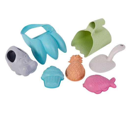 Zestaw do Piasku | Pazury Łyżka Konewka Foremki 7 el. BIO | WOOPIE GREEN