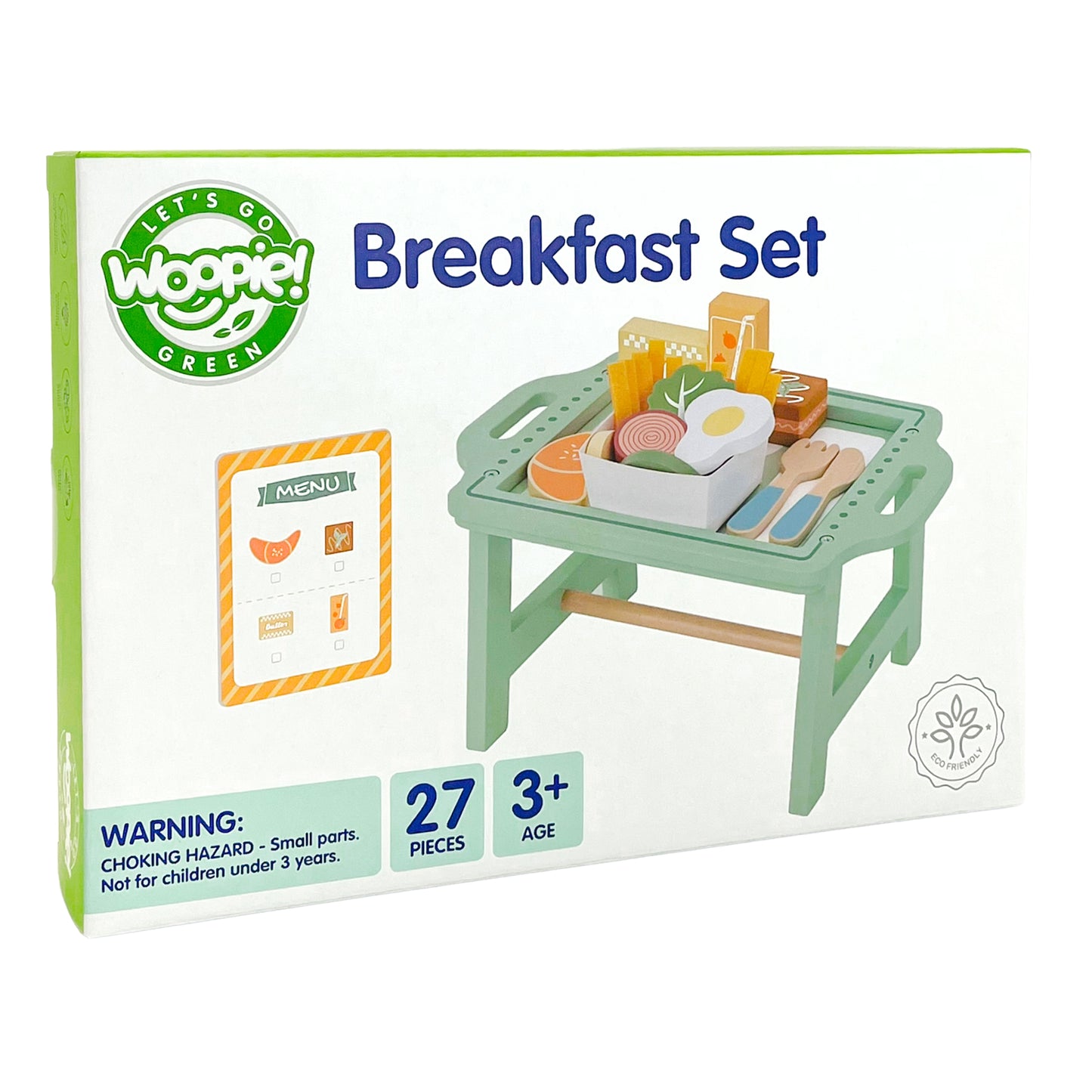 Moje Małe Bistro | Drewniany Zestaw Śniadaniowy z Tacą | WOOPIE GREEN