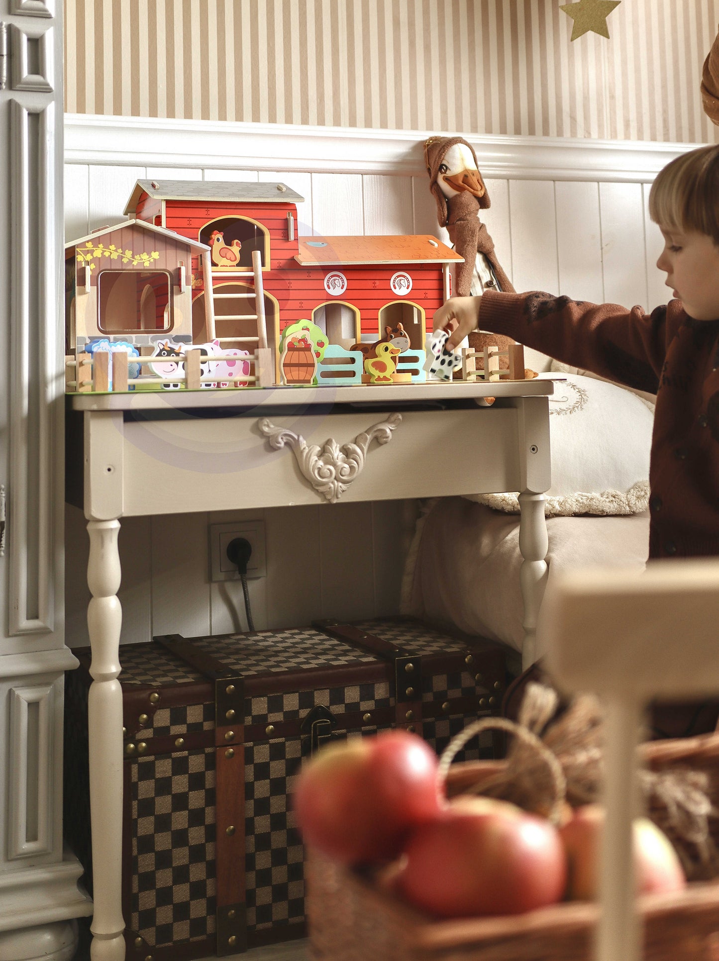 Zestaw Małego Farmera | Wielka Drewniana Farma ze Zwierzętami WOOPIE GREEN