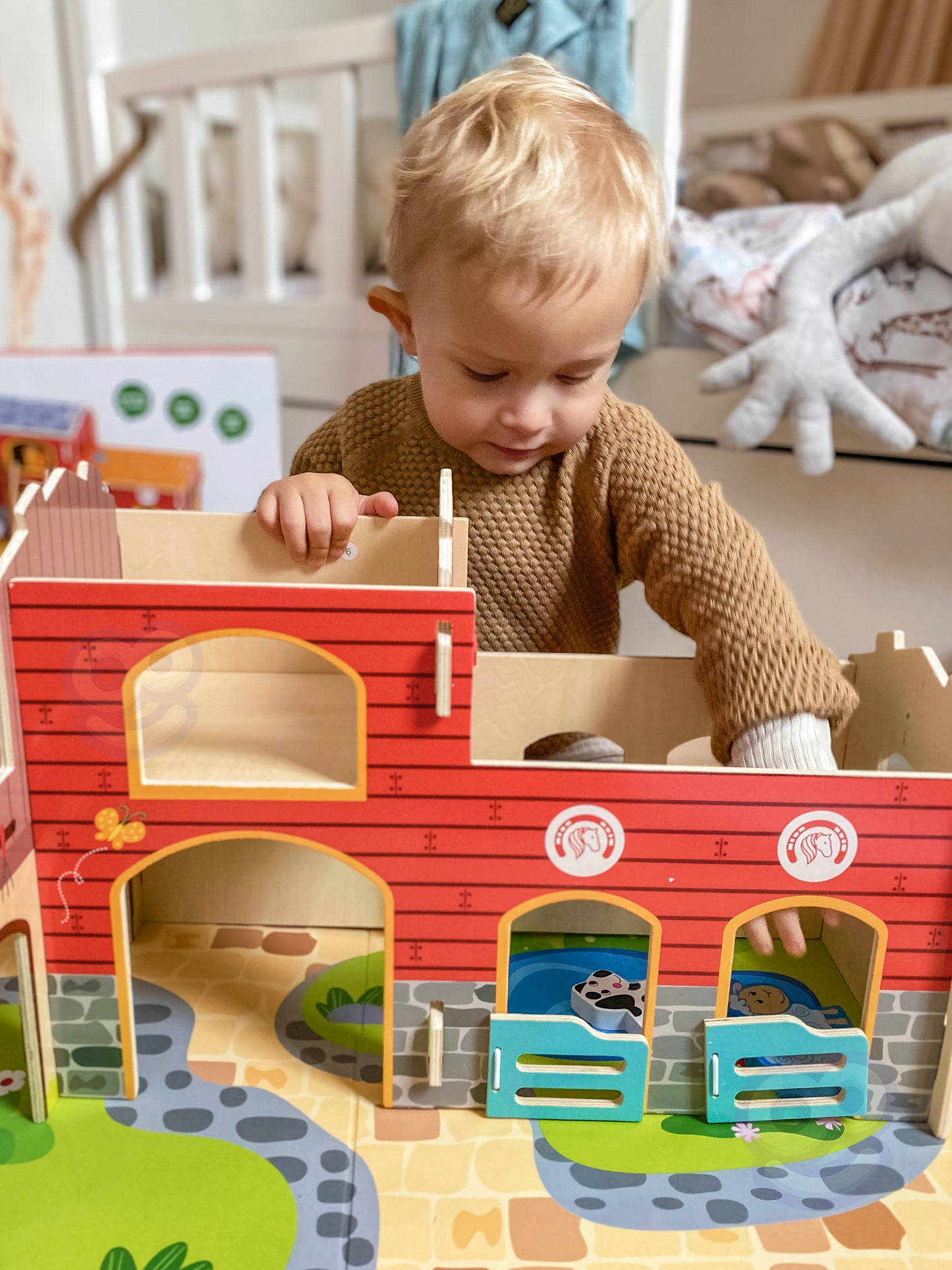 Zestaw Małego Farmera | Wielka Drewniana Farma ze Zwierzętami WOOPIE GREEN