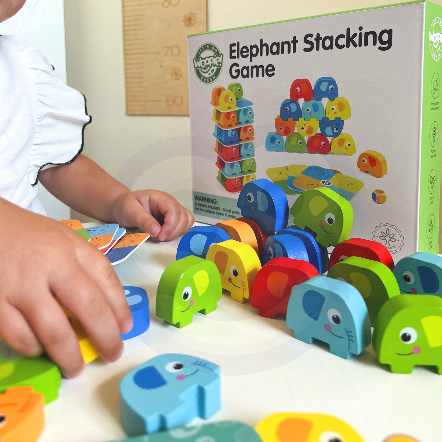 Wieża Słoni | Drewniana Gra Zręcznościowa w Balansowanie | WOOPIE GREEN