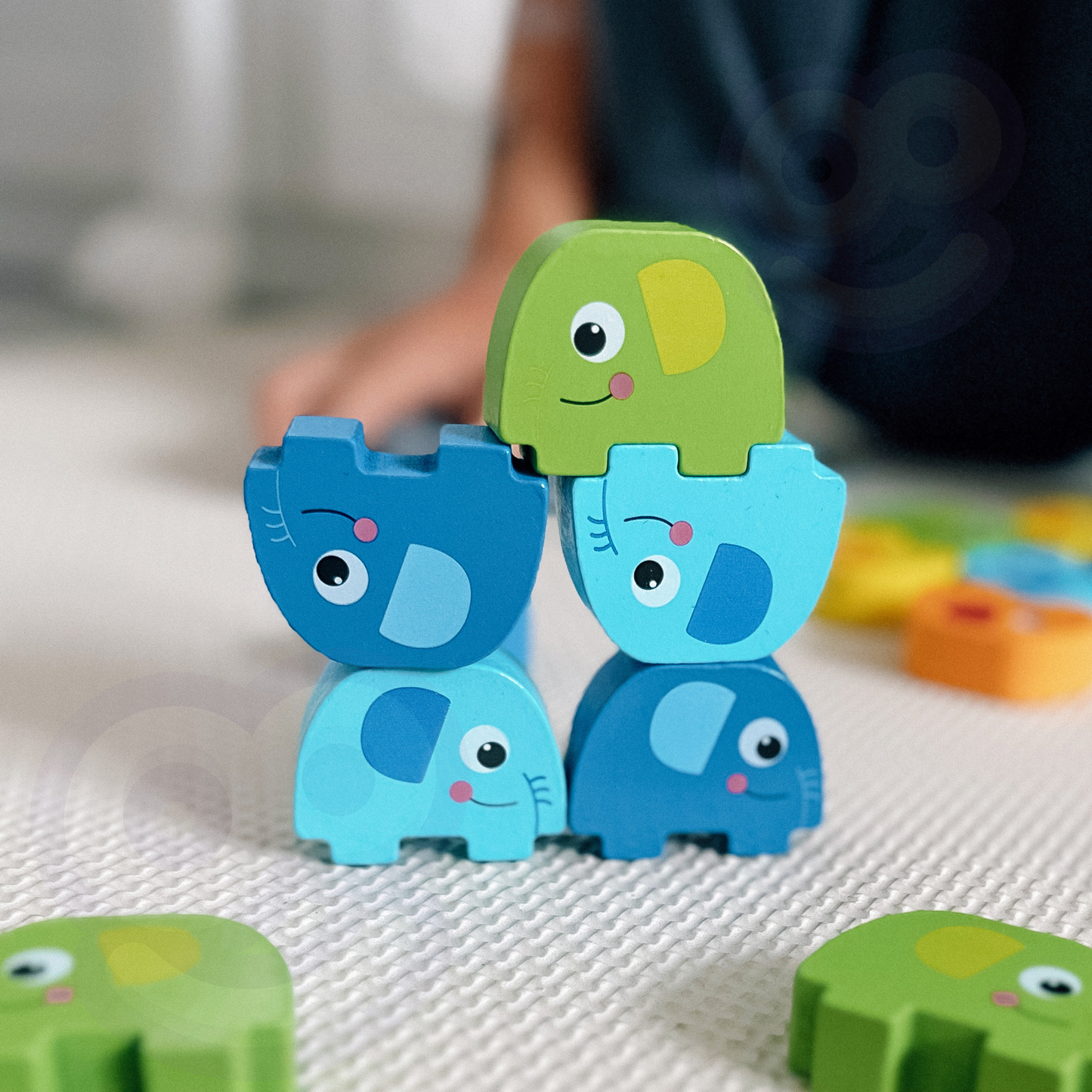 Wieża Słoni | Drewniana Gra Zręcznościowa w Balansowanie | WOOPIE GREEN