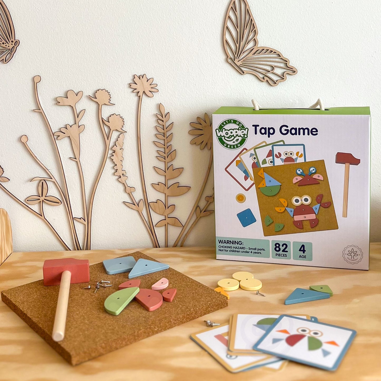 Kreatywna Mozaika | Drewniana Przybijanka z Młotkiem | WOOPIE GREEN