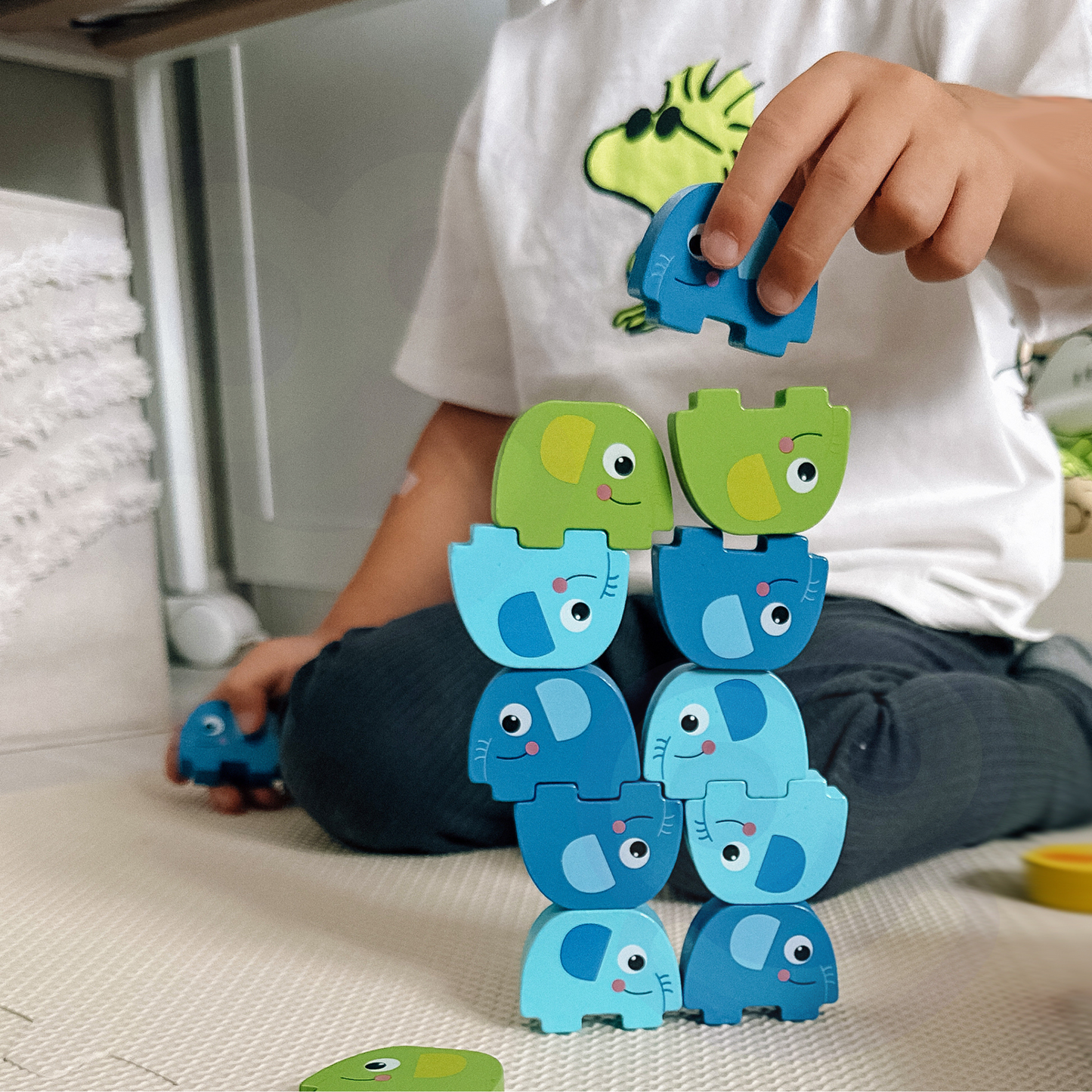 Wieża Słoni | Drewniana Gra Zręcznościowa w Balansowanie | WOOPIE GREEN