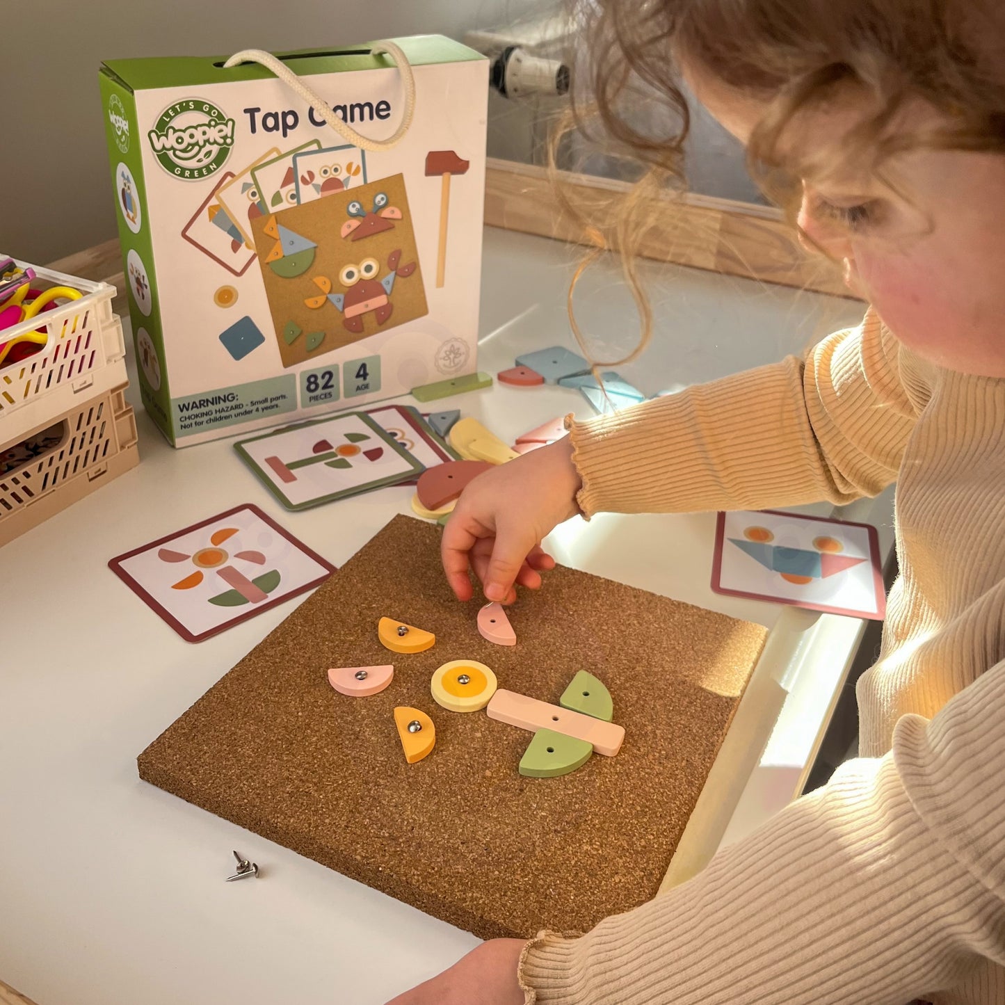 Kreatywna Mozaika | Drewniana Przybijanka z Młotkiem | WOOPIE GREEN