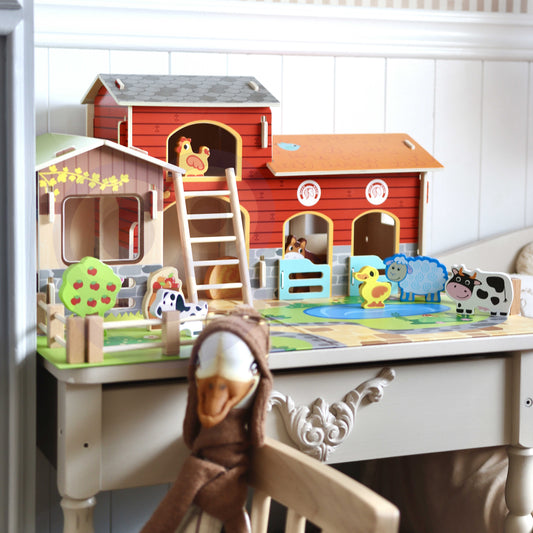 Zestaw Małego Farmera | Wielka Drewniana Farma ze Zwierzętami WOOPIE GREEN
