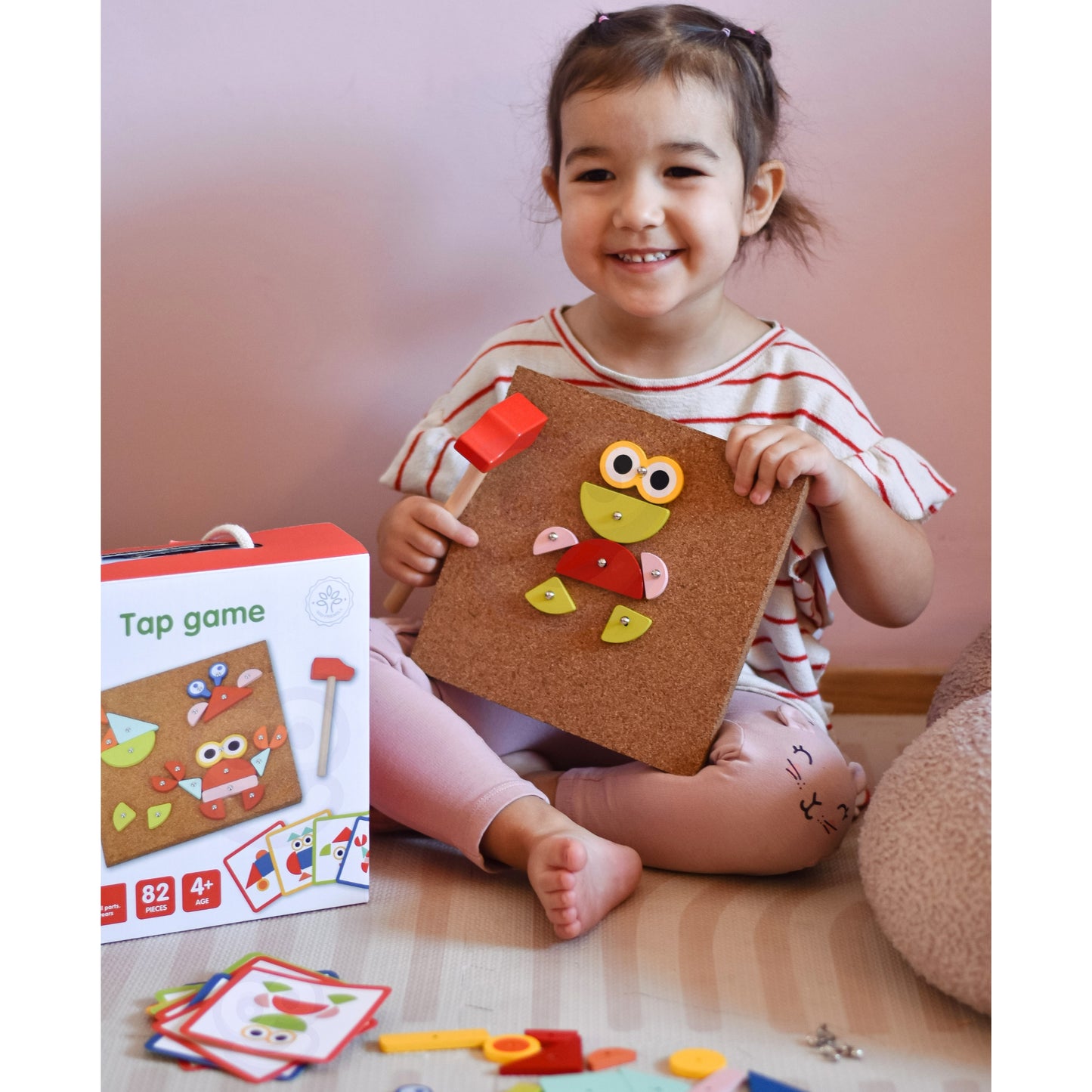 Kreatywna Mozaika | Drewniana Przybijanka z Młotkiem | WOOPIE GREEN