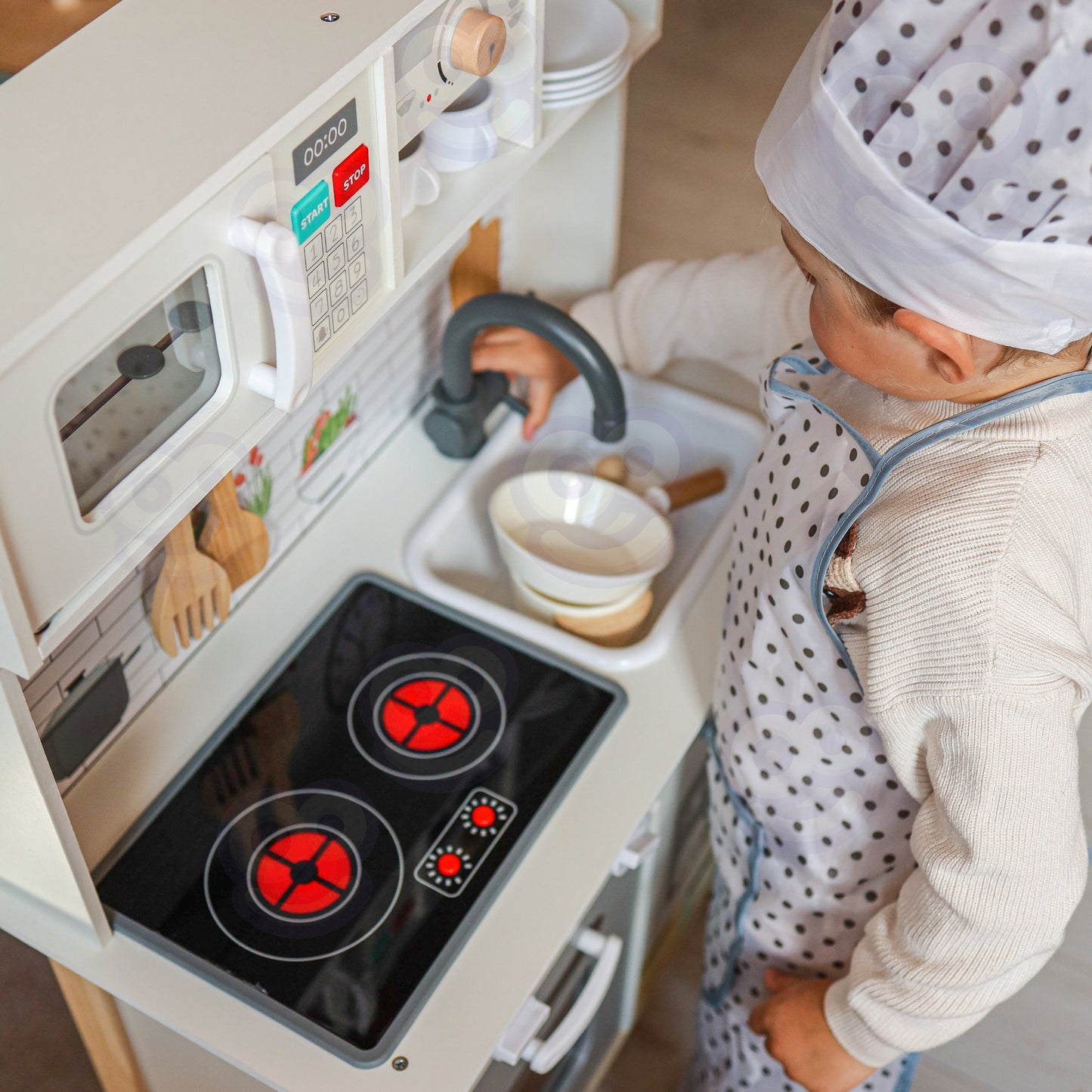 Kuchnia Drewniana | Interaktywna 9w1 z Pralką i Tablicą | WOOPIE GREEN