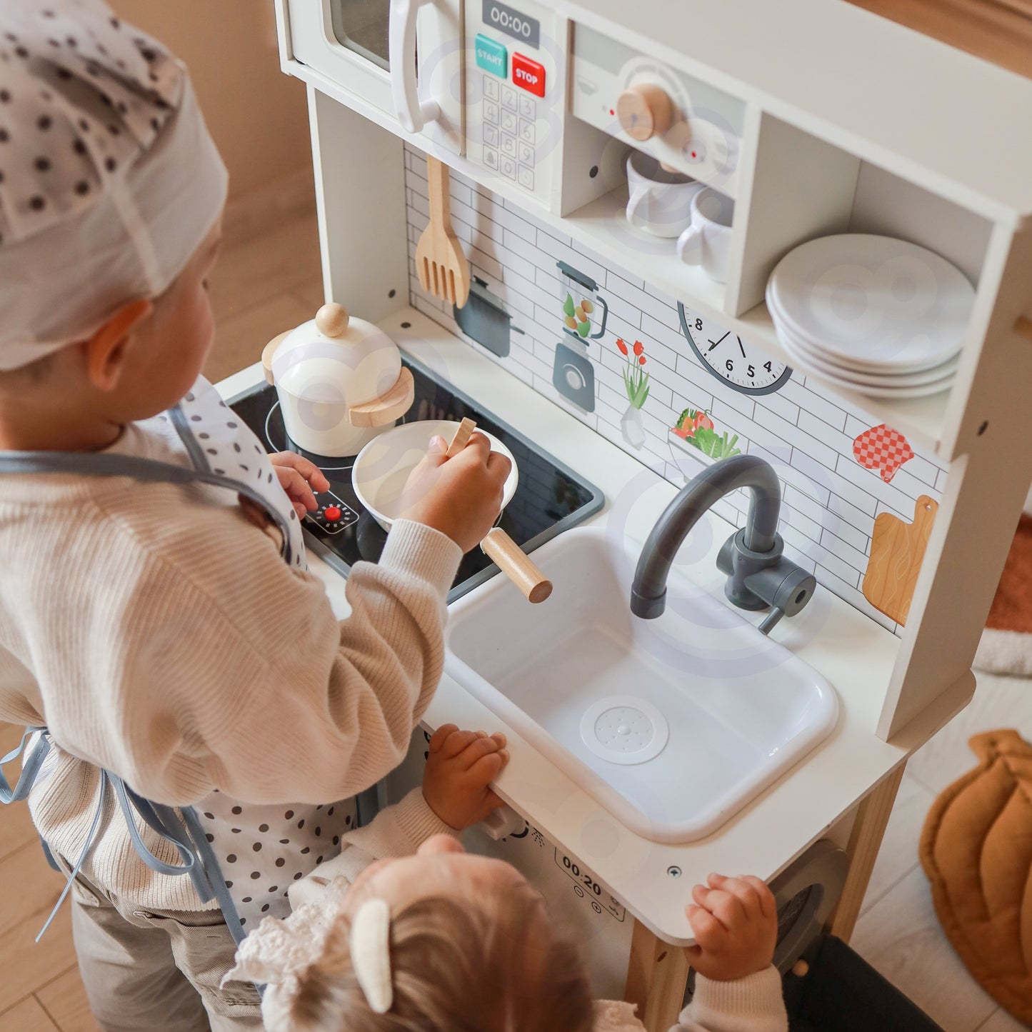 Kuchnia Drewniana | Interaktywna 9w1 z Pralką i Tablicą | WOOPIE GREEN