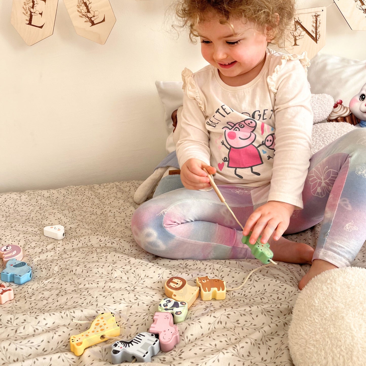 Opowieści na Sznureczku | Drewniana Nawlekanka Zwierzęta ZOO | WOOPIE GREEN