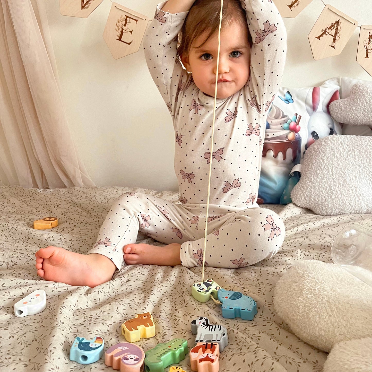 Opowieści na Sznureczku | Drewniana Nawlekanka Zwierzęta ZOO | WOOPIE GREEN