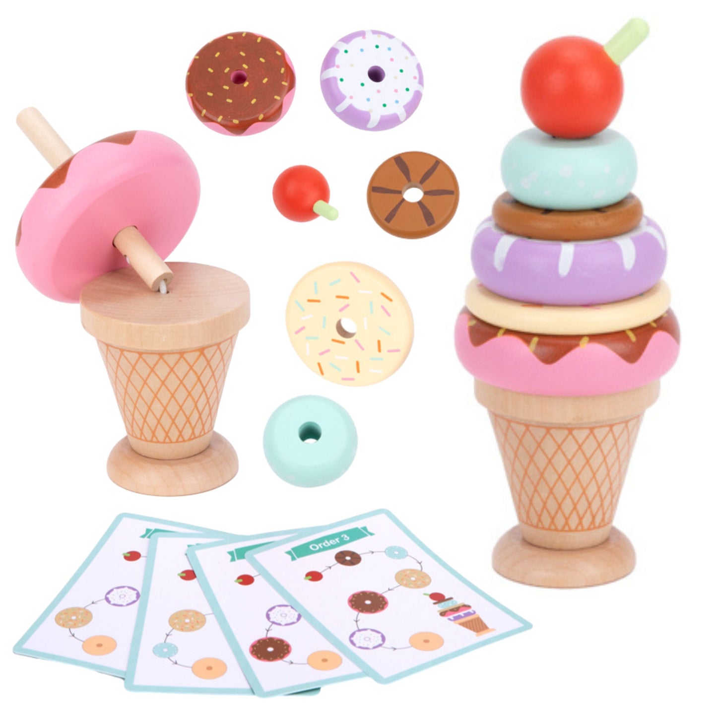 Moja Mała Lodziarnia | Drewniany Zestaw do Lodów Montessori WOOPIE GREEN