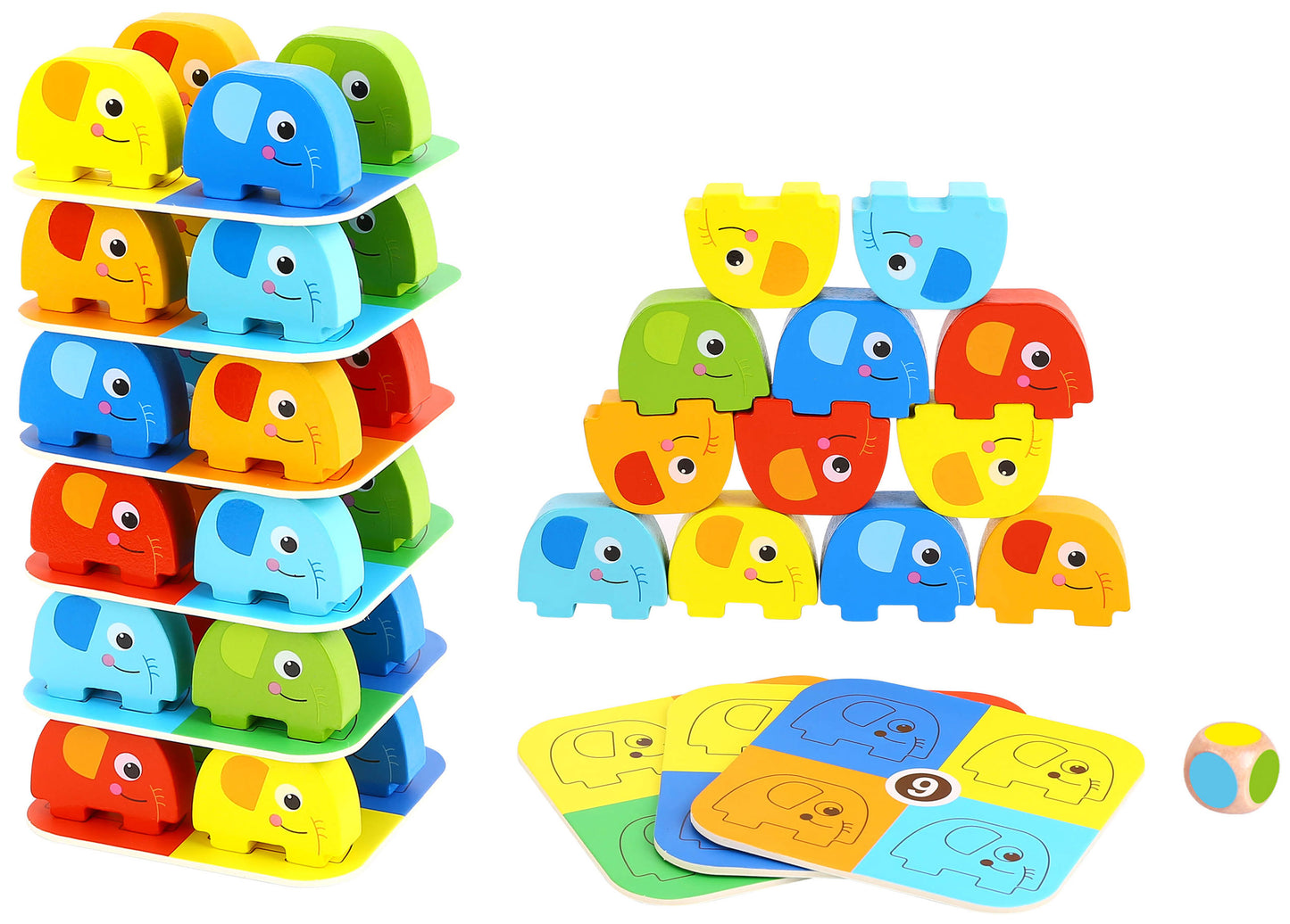 Wieża Słoni | Drewniana Gra Zręcznościowa w Balansowanie | WOOPIE GREEN