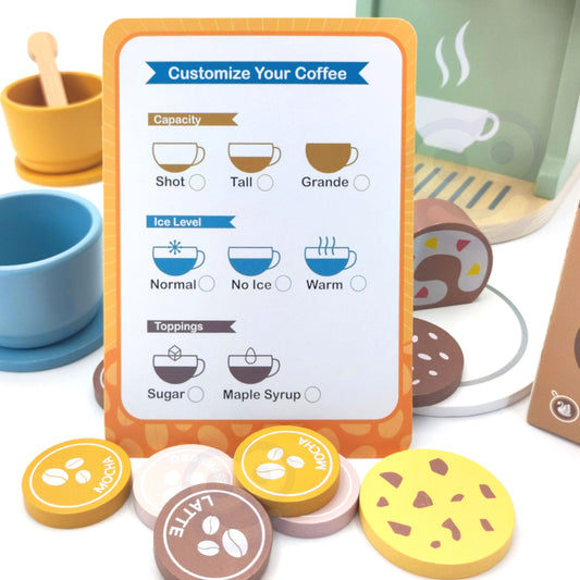 Moja Pierwsza Kawiarnia | Drewniany Ekspres do Kawy z Akcesoriami | WOOPIE GREEN