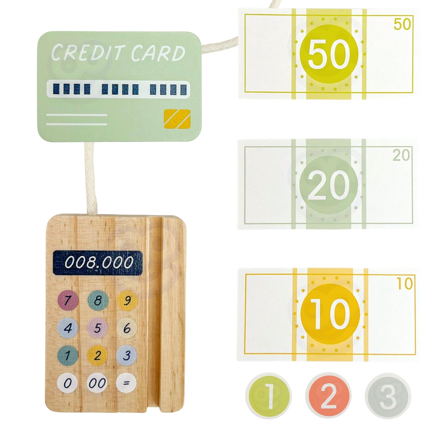 Kasa Sklepowa | Drewniana Kasa Fiskalna z Akcesoriami i Kartą | WOOPIE GREEN FSC