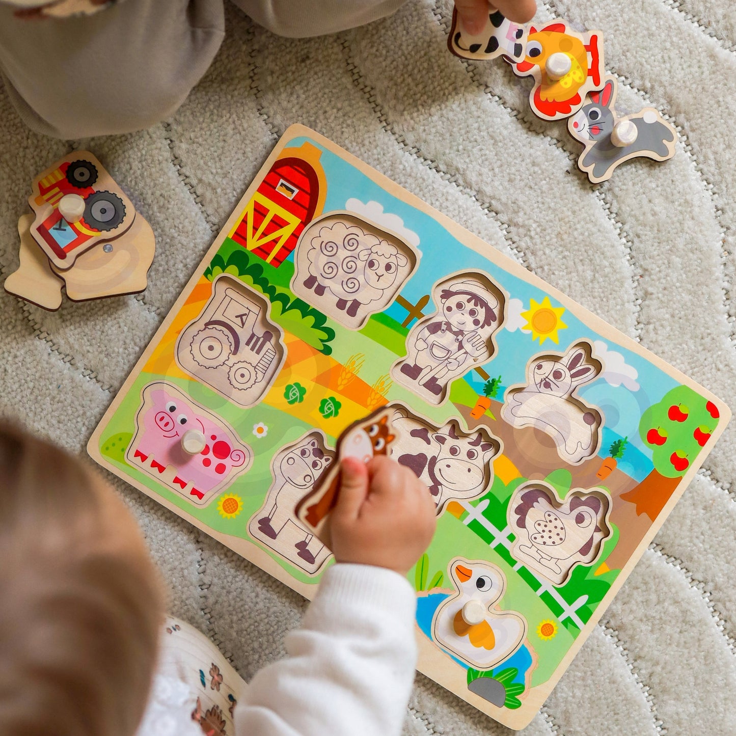 Moja Pierwsza Farma | Drewniana Układanka z Uchwytami | WOOPIE GREEN