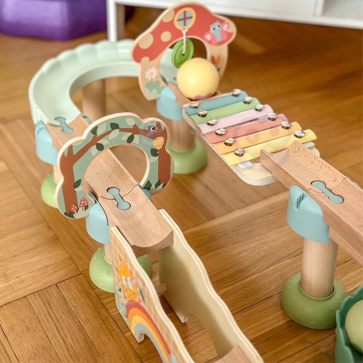 Tor Kulkowy | Drewniany, Spiralna Zjeżdżalnia, Mostki i Cymbałki | WOOPIE GREEN