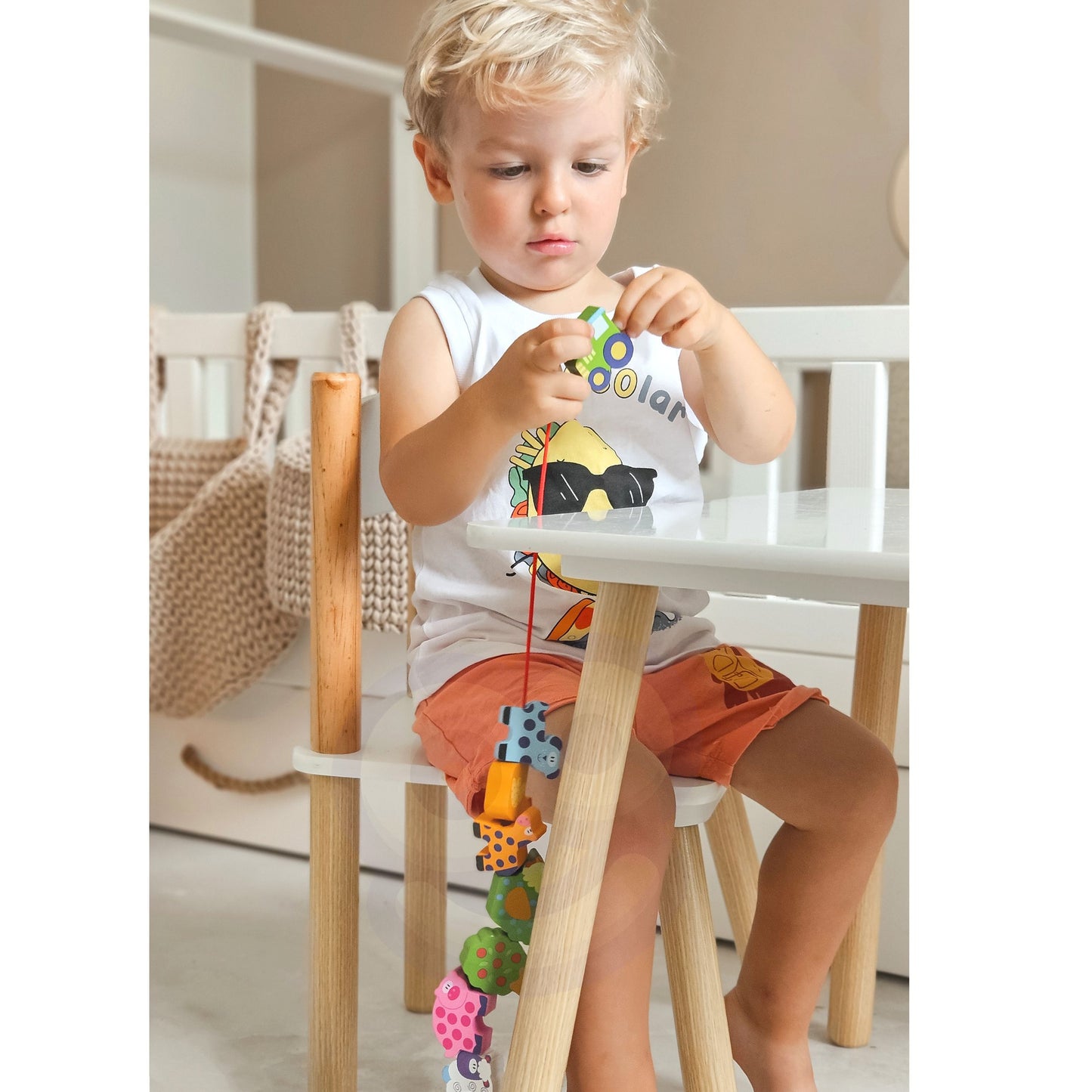 Opowieści na Sznureczku: Farma | Drewniana Nawlekanka ze Zwierzątkami | WOOPIE GREEN