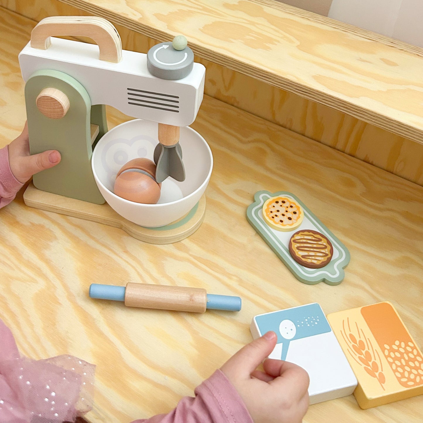 Zestaw Małego Cukiernika | Drewniany Mikser Kuchenny | WOOPIE GREEN