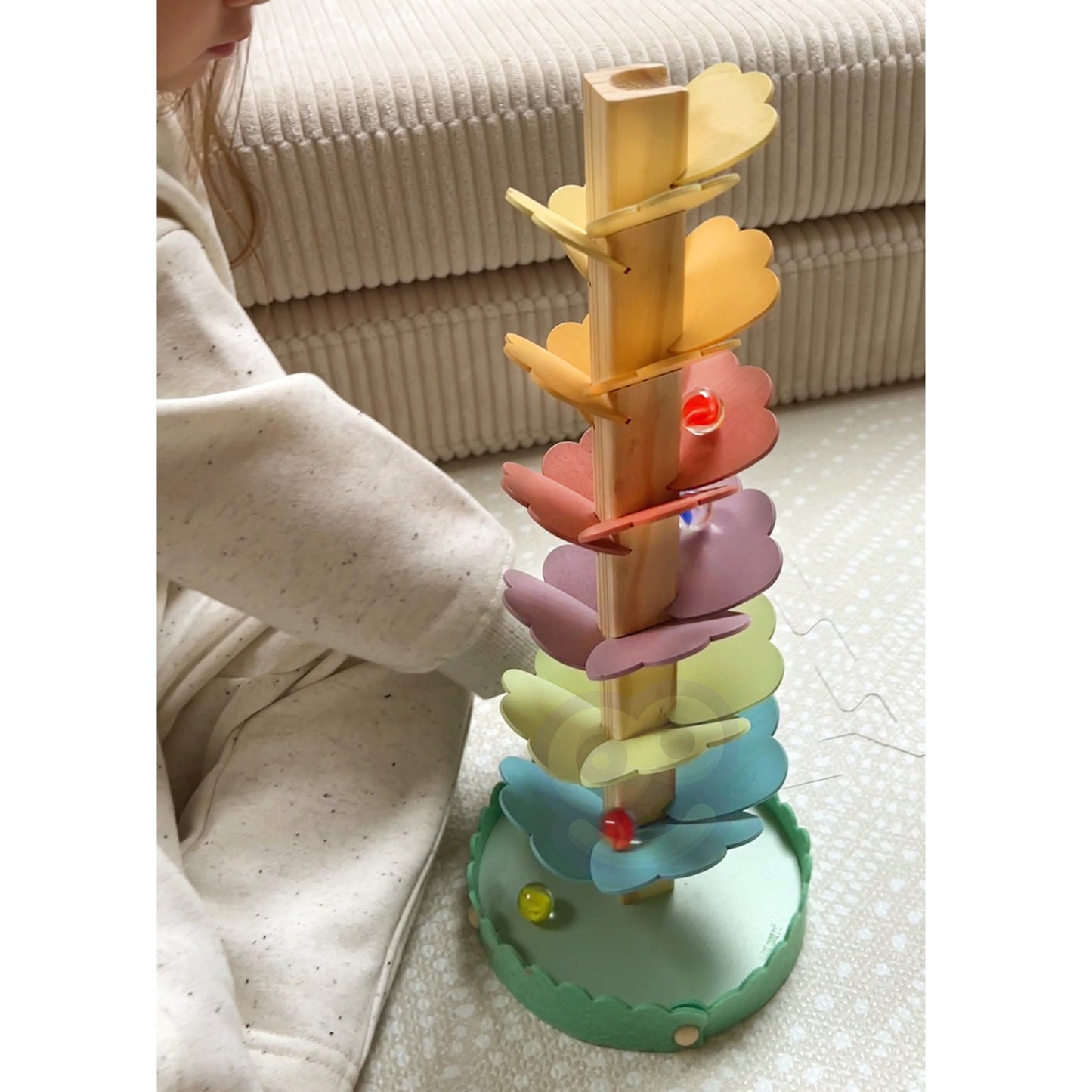 Tęczowe Drzewko Muzyczne | Drewniany Kulodrom Sensoryczny | WOOPIE GREEN