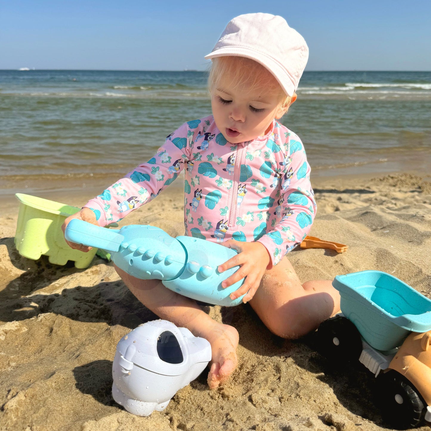 Zestaw do Piasku | Wiaderko Krokodyl Samochód 10 el. BIO W Plecaku | WOOPIE GREEN